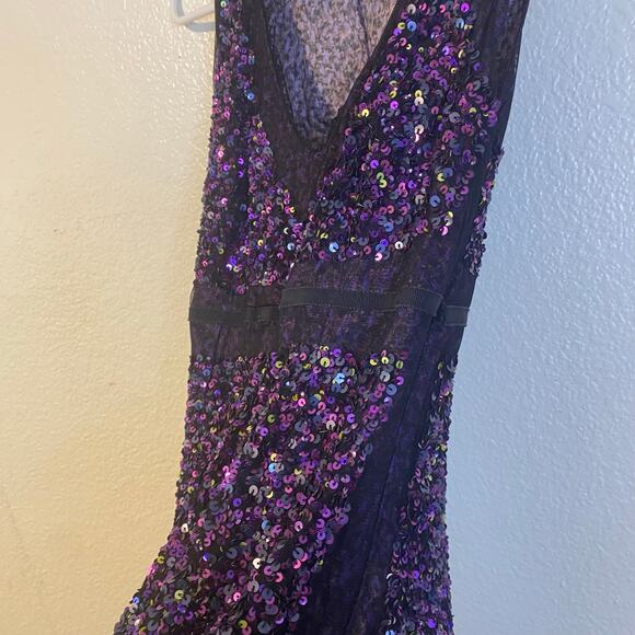 Gianfranco Ferre Vintage Purple Sequined Knee Length Dress EU 40 (US Size 8) - Picture 4 of 14